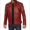Red Stylish Cafe Racer Leather Jacket