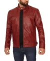Red Stylish Cafe Racer Leather Jacket