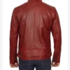 Red Stylish Cafe Racer Leather Jacket Back