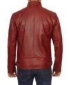 Red Stylish Cafe Racer Leather Jacket Back