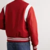 Red Varsity Wool Jacket with White Stripes Back Look