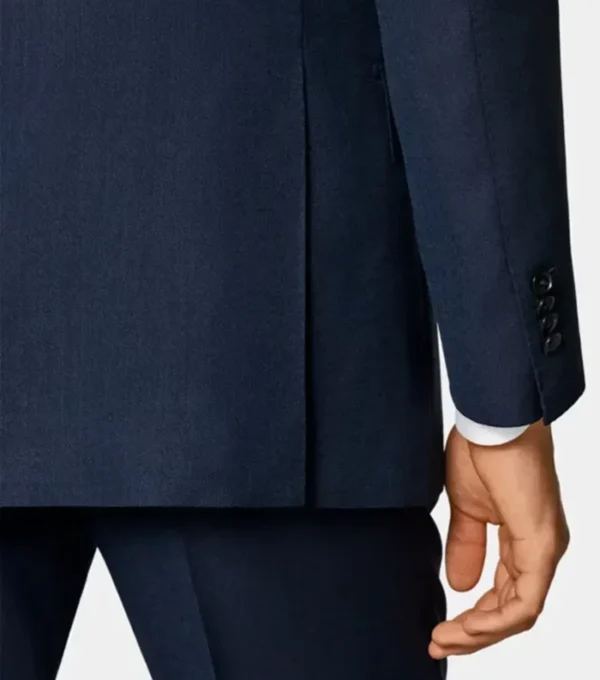 Rovellan Blue Two Piece Suit Jacket Back Sleeves