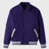 Royalin Purple Wool Bomber Jacket