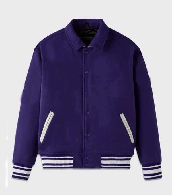 Royalin Purple Wool Bomber Jacket