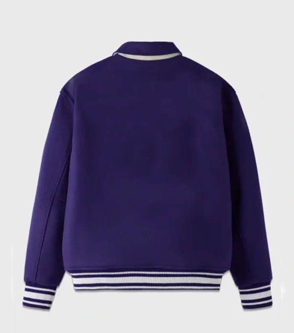 Royalin Purple Wool Bomber Jacket Back