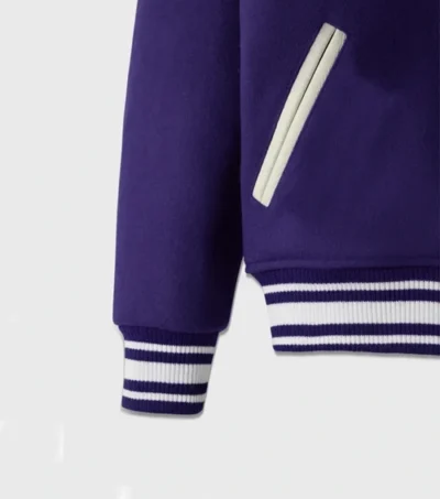 Royalin Purple Wool Bomber Jacket Look