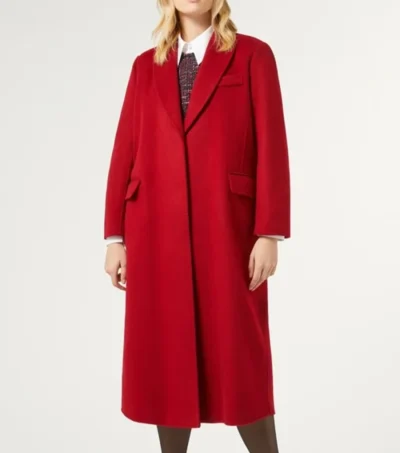 Seravelle Long Red Wool Overcoat Jacket