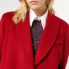 Seravelle Long Red Wool Overcoat Jacket Closer