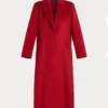 Seravelle Long Red Wool Overcoat Jacket Front