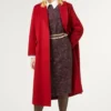 Seravelle Long Red Wool Overcoat Jacket on Sale
