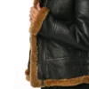 Shop Classic Black Real Leather Jacket with Hood
