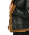 Shop Classic Black Real Leather Jacket with Hood