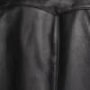 Simple Black Leather Jacket with Fur Collar Back Look