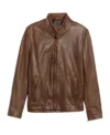 Simple Brown Leather Cafe Racer Jacket for Men Front