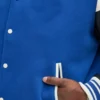 Stormline Blue Wool Bomber Jacket Closer