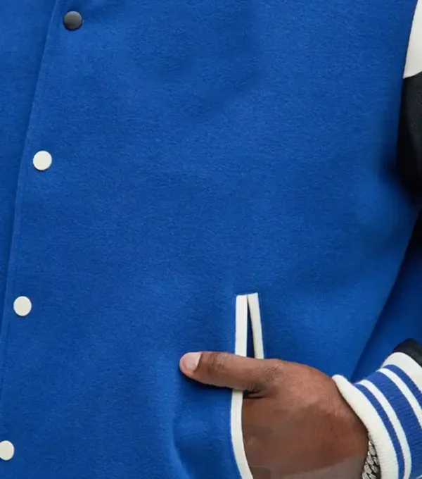 Stormline Blue Wool Bomber Jacket Closer