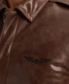 Stylish Brown Bomber Leather Jacket Closer