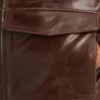 Stylish Brown Bomber Leather Jacket Pocket Pic