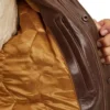 Stylish Brown Bomber Leather Jacket Pocket Pic