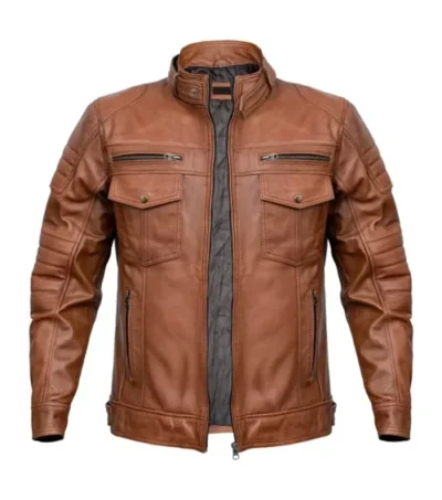 Stylish Brown Leather Biker Jacket