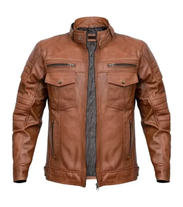 Stylish Brown Leather Biker Jacket