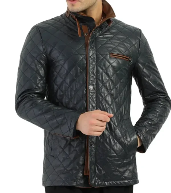 Stylish Quilted Leather Jacket for Men