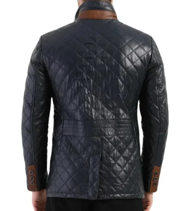 Stylish Quilted Leather Jacket for Men Back