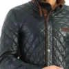 Stylish Quilted Leather Jacket for Men Closer