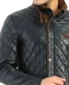 Stylish Quilted Leather Jacket for Men Closer