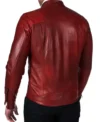 Stylish Red Leather Cafe Racer Jacket Back