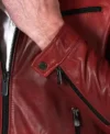 Stylish Red Leather Cafe Racer Jacket Look