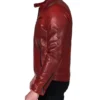 Stylish Red Leather Cafe Racer Jacket on Sale