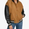 Velmira Brown Wool Letterman with Black Sleeves Jacket