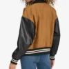 Velmira Brown Wool Letterman with Black Sleeves Jacket Back Look