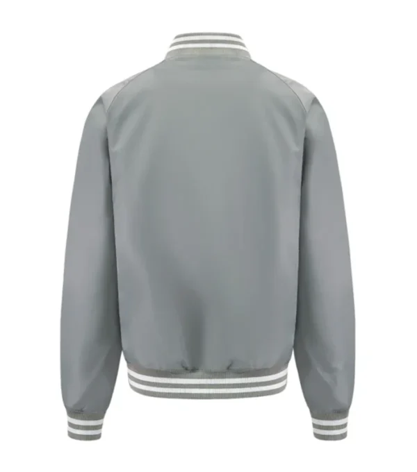 Velmira Grey Bomber Satin Jacket Back
