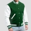 Verdant Green and White Varsity Jacket