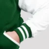 Verdant Green and White Varsity Jacket Closer