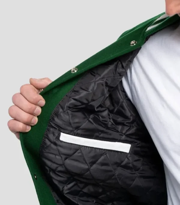 Verdant Green and White Varsity Jacket Inner