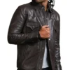 Vintage Brown Leather Trucker Jacket for Men