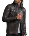 Vintage Brown Leather Trucker Jacket for Men