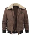 Vintage Military Style Brown Suede Leather Jacket