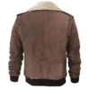 Vintage Military Style Brown Suede Leather Jacket Back