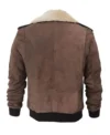 Vintage Military Style Brown Suede Leather Jacket Back