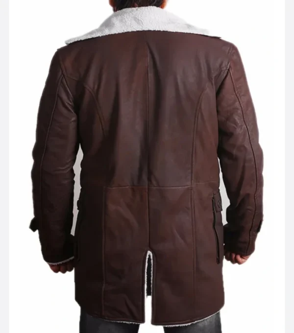 Vintage Style Brown Shearling Leather Coat Back