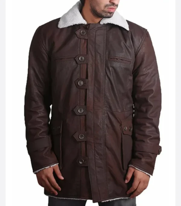 Vintage Style Brown Shearling Leather Coat on Sale
