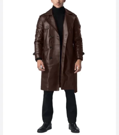 Vintage Style Brown Trench Coat Front