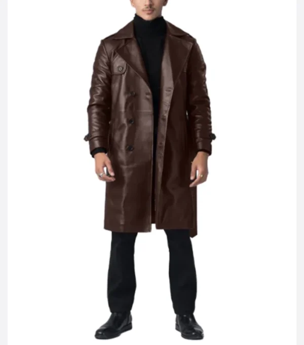 Vintage Style Brown Trench Coat Front