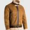 Vintage Tan Brown B3 Flight Leather Jacket Side Look