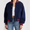 Virella Navy Classic Wool Varsity Jacket