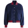 Virella Navy Classic Wool Varsity Jacket Front